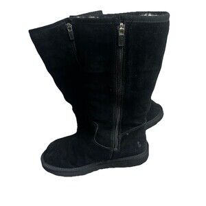 UGG Kids Ultimate Tall Boots Black Suede Shearling Zipper Size 2 Youth S/N 5983